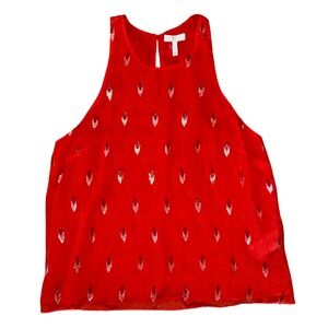 Joie - Red and Silver Silk Blouse - Medium